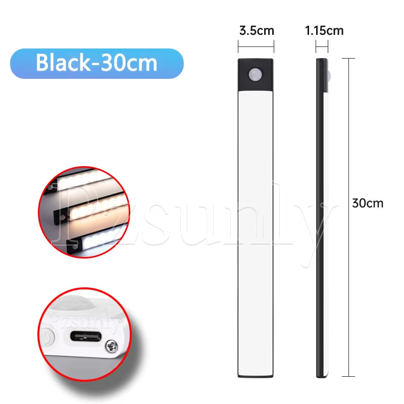Premium LED Motion Sensor Bar Light – USB Rechargeable Night Light for Kitchen, Wardrobe, and Cabinet | 30cm/40cm/50cm