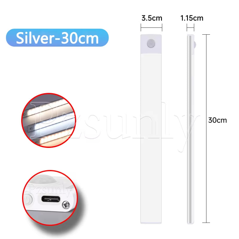 Premium LED Motion Sensor Bar Light – USB Rechargeable Night Light for Kitchen, Wardrobe, and Cabinet | 30cm/40cm/50cm