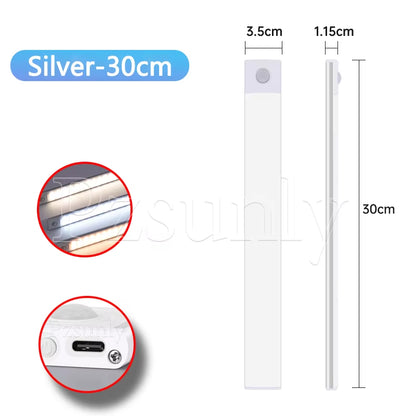 Premium LED Motion Sensor Bar Light – USB Rechargeable Night Light for Kitchen, Wardrobe, and Cabinet | 30cm/40cm/50cm