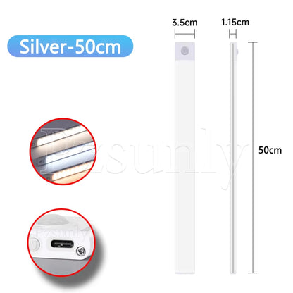 Premium LED Motion Sensor Bar Light – USB Rechargeable Night Light for Kitchen, Wardrobe, and Cabinet | 30cm/40cm/50cm