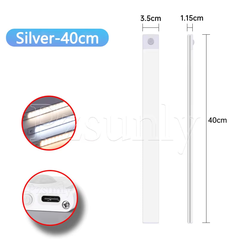 Premium LED Motion Sensor Bar Light – USB Rechargeable Night Light for Kitchen, Wardrobe, and Cabinet | 30cm/40cm/50cm