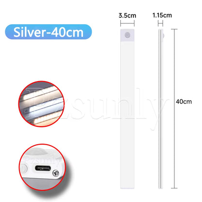 Premium LED Motion Sensor Bar Light – USB Rechargeable Night Light for Kitchen, Wardrobe, and Cabinet | 30cm/40cm/50cm