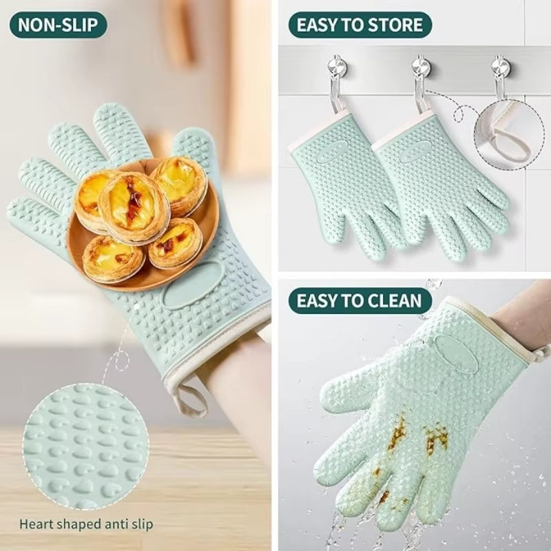 Premium Silicone Heat-Resistant Kitchen Gloves BBQ