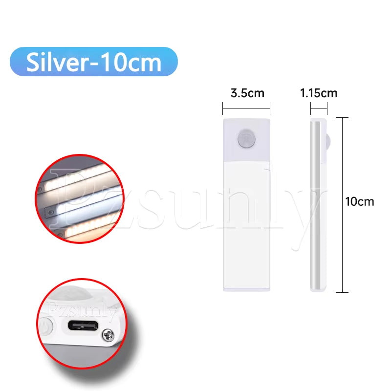 Premium LED Motion Sensor Bar Light – USB Rechargeable Night Light for Kitchen, Wardrobe, and Cabinet | 30cm/40cm/50cm
