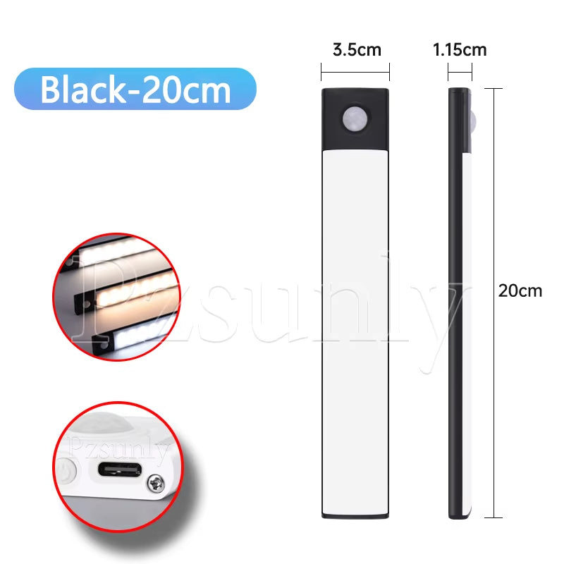 Premium LED Motion Sensor Bar Light – USB Rechargeable Night Light for Kitchen, Wardrobe, and Cabinet | 30cm/40cm/50cm