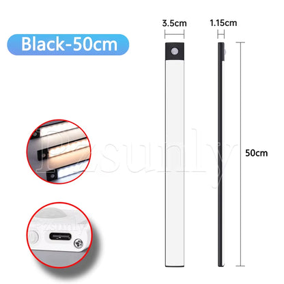 Premium LED Motion Sensor Bar Light – USB Rechargeable Night Light for Kitchen, Wardrobe, and Cabinet | 30cm/40cm/50cm