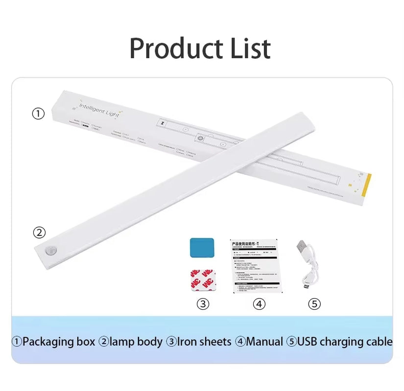 Premium LED Motion Sensor Bar Light – USB Rechargeable Night Light for Kitchen, Wardrobe, and Cabinet | 30cm/40cm/50cm