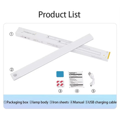 Premium LED Motion Sensor Bar Light – USB Rechargeable Night Light for Kitchen, Wardrobe, and Cabinet | 30cm/40cm/50cm