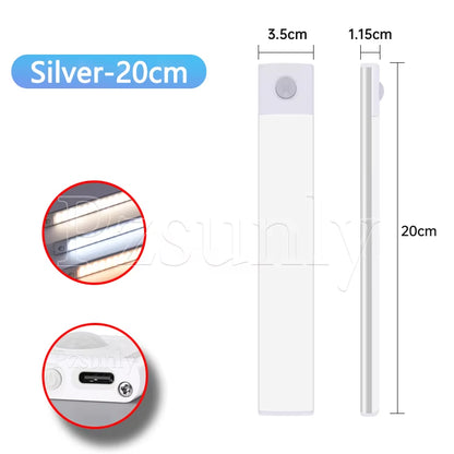Premium LED Motion Sensor Bar Light – USB Rechargeable Night Light for Kitchen, Wardrobe, and Cabinet | 30cm/40cm/50cm